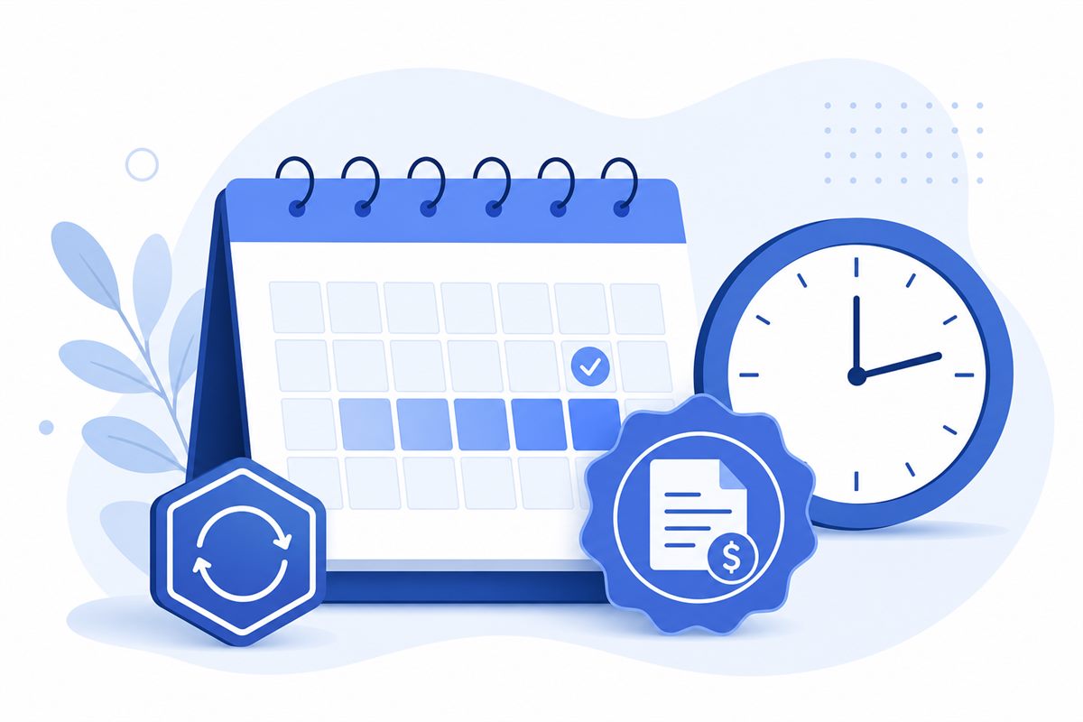 Writing clear payment terms on an invoice with due date and Net 30 calendar concept