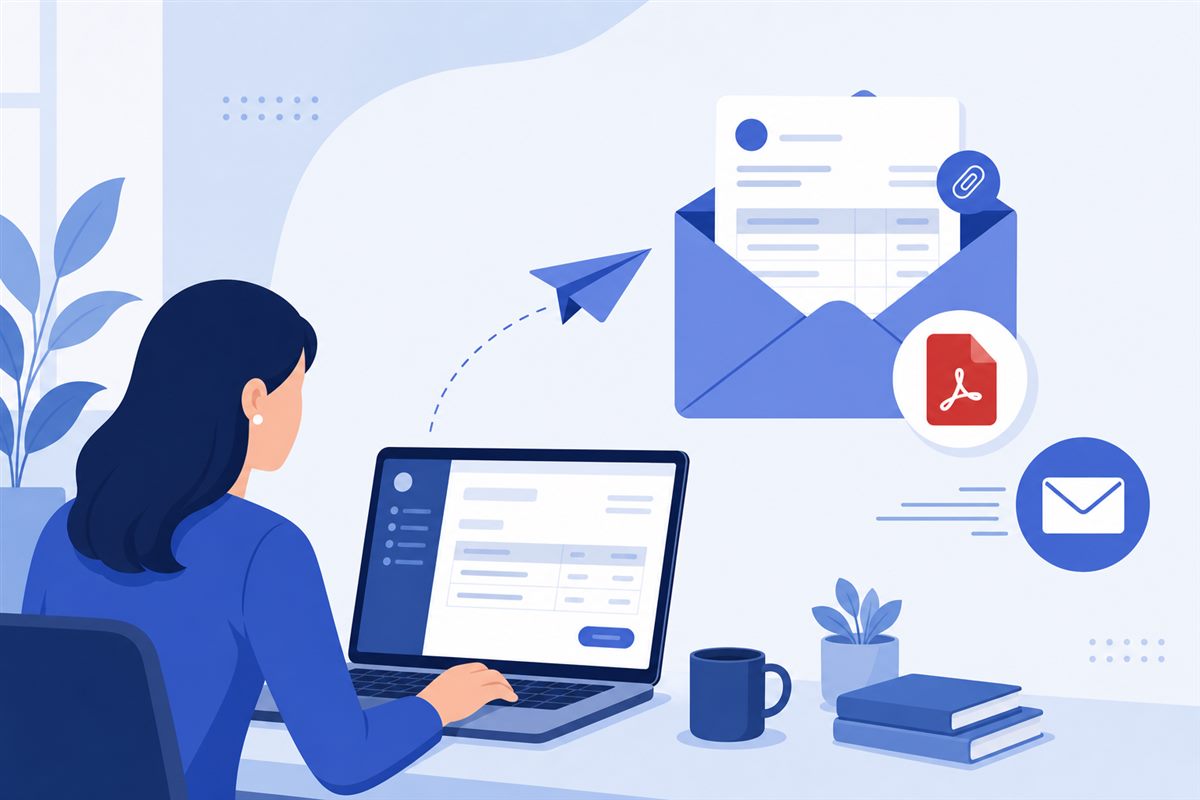 Sending a professional invoice by email with PDF attachment